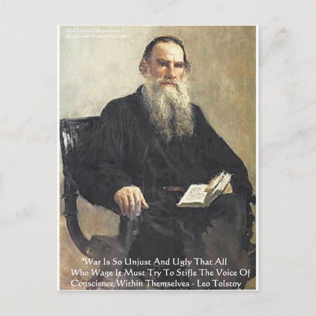 Leo Tolstoy "Krig är orättvist" Visdomspresenter Vykort (Framsida)