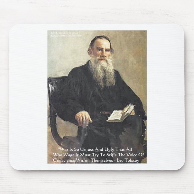 Leo Tolstoy "Krig is unjust" Wisdom Quote Gifts Musmatta (Framsidan)
