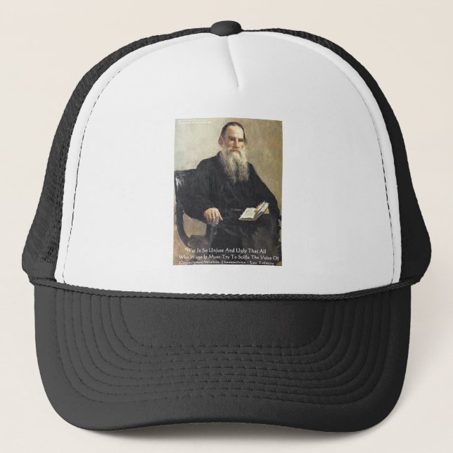 Leo Tolstoy "Krig is unjust" Wisdom Quote Gifts Truckerkeps (Framsida)
