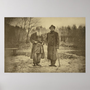 Leo Tolstoy och författaren Maxim Gorky Poster