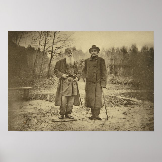Leo Tolstoy och författaren Maxim Gorky Poster (Framsidan)