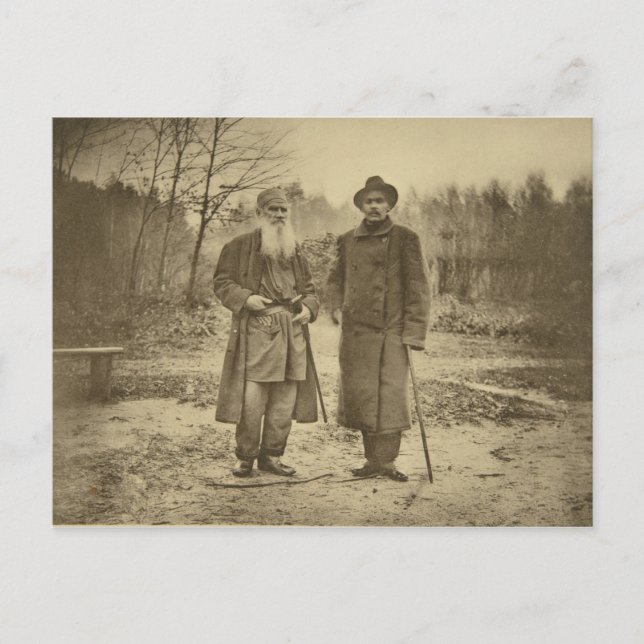 Leo Tolstoy och författaren Maxim Gorky Vykort (Framsida)