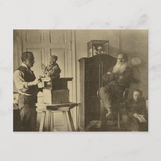 Leo Tolstoy och skulptorn Prince Paolo Vykort (Framsida)