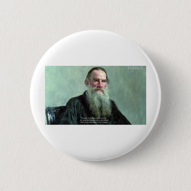 Leo Tolstoy "Vet ingenting" Citat Present T-shirts Knapp (Framsida)