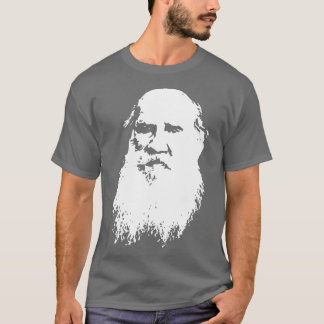 Leo Tolstoy White på Black T Shirt