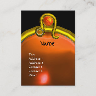 LEO, TOPAZ MONOGRAM, svart orange med skarp gult Visitkort