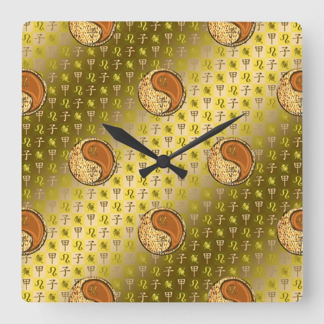Leo & Trä Råtta Fyrkantig Klocka (Framsida)