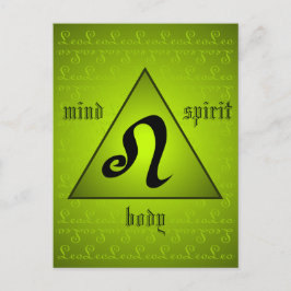 Leo Triangle Mind Body Spirit Holistic Grönt Vykort