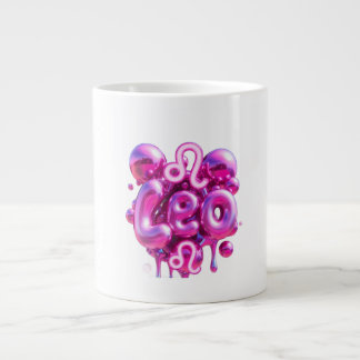Leo typografi Rosa Bubbelbokstäver Mugg Jumbo Mugg