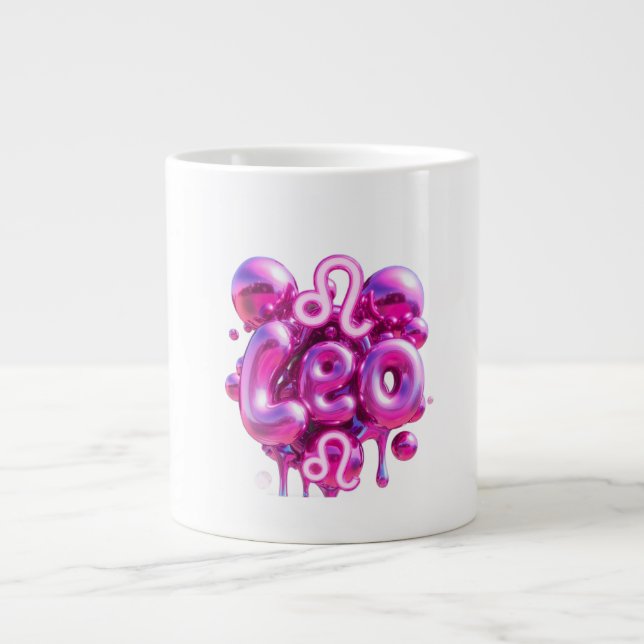 Leo Typography Pink Bubble Letters Mug  Jumbo Mugg (Framsidan)