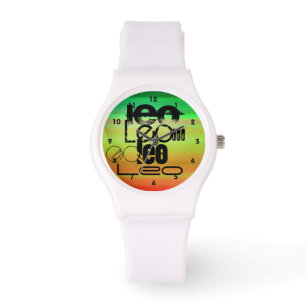 Leo; Vibrerande grönt, orange & gult Armbandsur