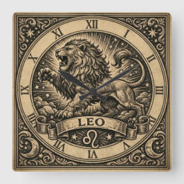 Leo Vintage Zodiac Wall Clock Fyrkantig Klocka