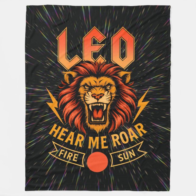 Leo Zodiac 80's Sten Band Inspired Astrology Fleecefilt (Framsidan)
