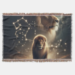 Leo Zodiac Art - Majestic Lejon and Constellation. Filt
