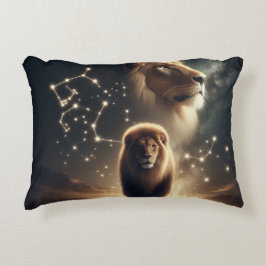 Leo Zodiac Art - Majestic Lejon and Constellation. Prydnadskudde
