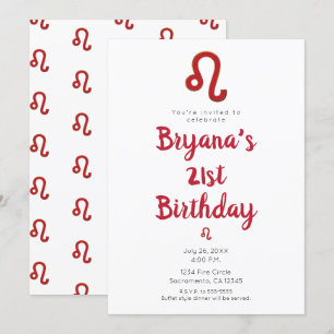 LEO Zodiac Astrologi Juli Augusti Födelsedagsfest Inbjudningar