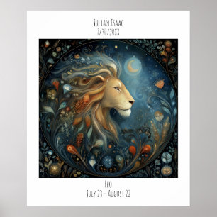Leo Zodiac Astrologi Namn & Födelsedag Poster