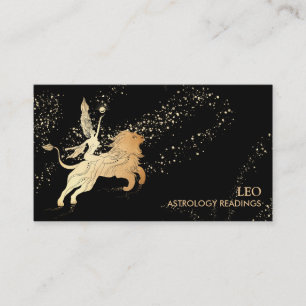 *~* LEO Zodiac Astrology Läser in Guld Black Visitkort