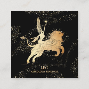 *~* LEO Zodiac Astrology Läser svart Guld Fyrkantigt Visitkort