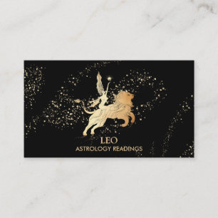 *~* LEO Zodiac Astrology Läser svart Guld Visitkort