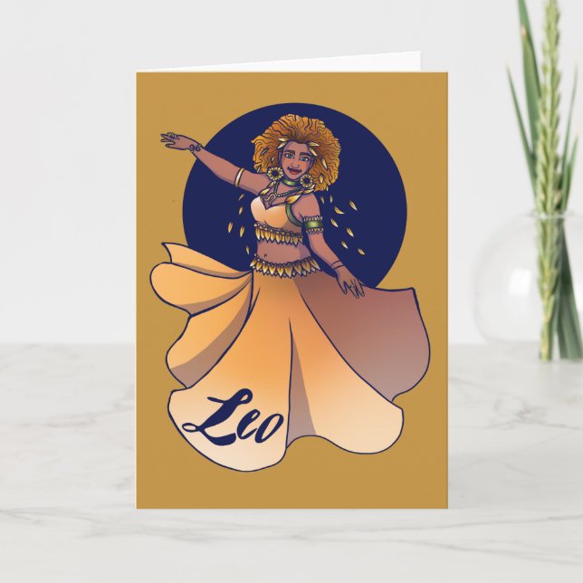 Leo Zodiac Belly Dancer Goddess Kort (Framsida)