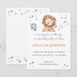 Leo Zodiac Birth Announcement Julkort