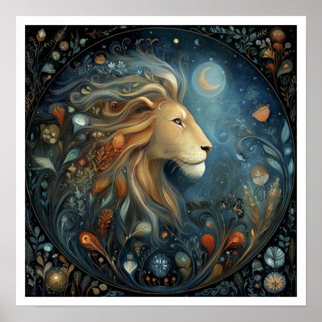 Leo Zodiac Birth Sign Astrology Celestial Poster (Framsidan)