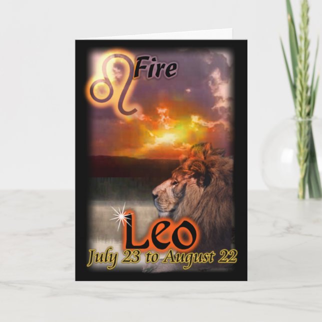 Leo Zodiac Birthday Card Kort (Framsida)