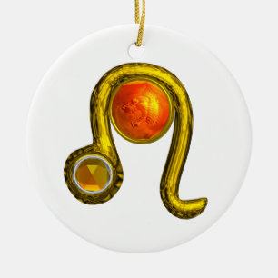 LEO ZODIAC BIRTHDAY JEWEL GULT TOPAZ Guld Julgransprydnad Keramik