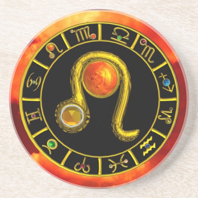 LEO ZODIAC BIRTHDAY JEWEL Gult Topaz,Guld,red Underlägg (Framsidan)