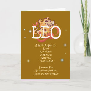 Leo Zodiac Birthday Kort