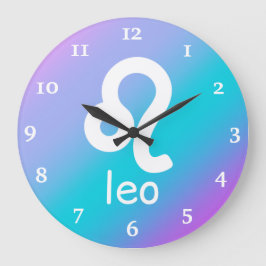 Leo Zodiac Blue Lila Astrology Stjärntecken Stor Klocka