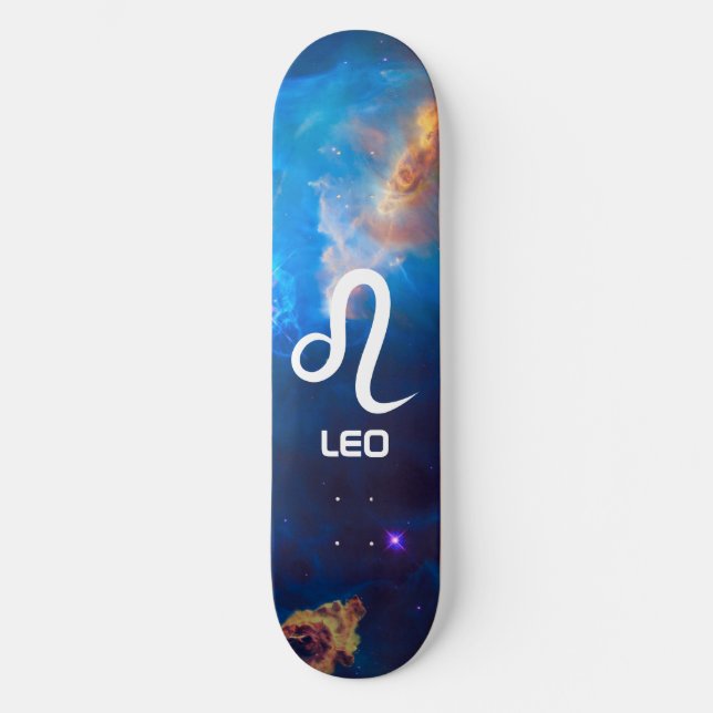Leo Zodiac Blue Skateboard (Framsida)