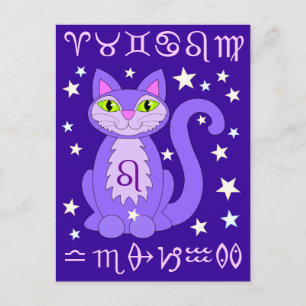 Leo Zodiac Cat Midnight Blue-vykort Vykort