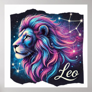 Leo Zodiac Constellation Art Print Poster