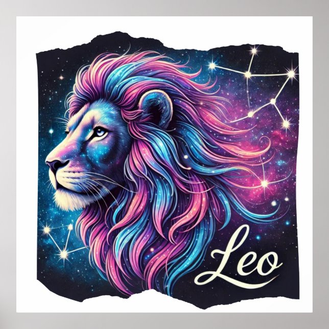 Leo Zodiac Constellation Art Print Poster (Framsidan)