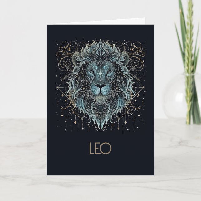 Leo Zodiac Constellation Blank Foldat Card Tack Kort (Framsida)
