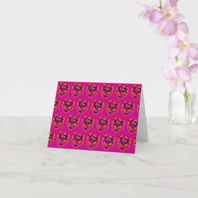 Leo Zodiac Coquette Heart Birthday Cake Kort (Orkide)