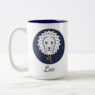 Leo Zodiac Design Blue och White Two-Tone Mugg 15