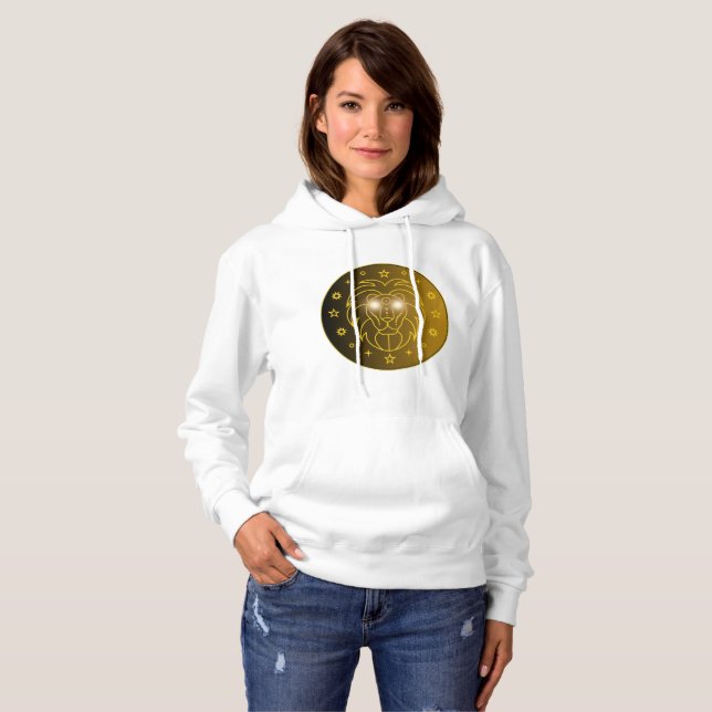 Leo Zodiac Emblem | Minimal Celestial Symbol T Shirt (Hel framsida)