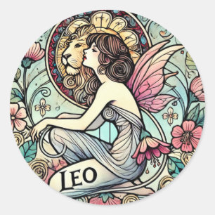 Leo Zodiac Fairy Astrology SigÄlvor Runt Klistermärke