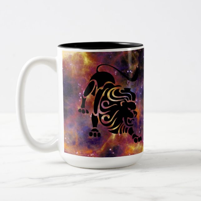 Leo Zodiac Galaxy Design – Bold Astrology Horoscop Två-Tonad Mugg (Vänster)