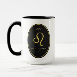Leo Zodiac Guld Oval Emblem Mugg | Lyxig Astrologi