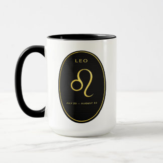 Leo Zodiac Guld Oval Emblem Mugg | Lyxig Astrologi