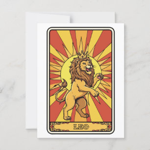Leo Zodiac Illustration Tarot Stil Vykort