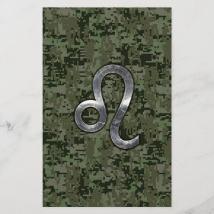 Leo Zodiac-inloggning på Grönt Digital Camouflage Brevpapper