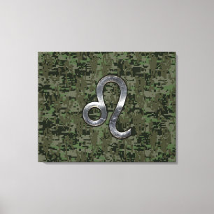 Leo Zodiac-inloggning på Grönt Digital Camouflage Canvastryck