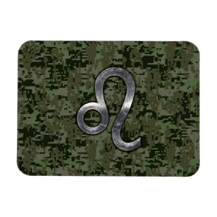 Leo Zodiac-inloggning på Grönt Digital Camouflage Magnet