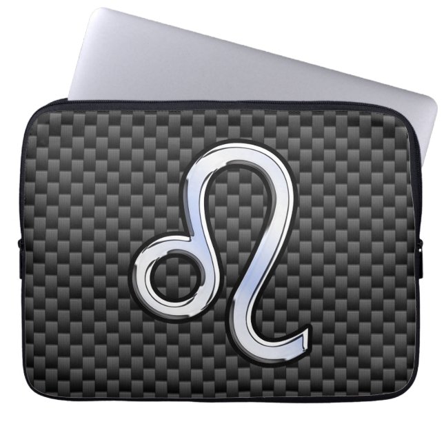 Leo Zodiac-inloggning på kol Carbon Fiber Print Laptop Sleeve (Framsidan)