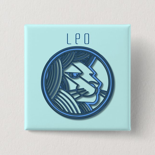 Leo Zodiac kvadrerar klämmer fast Knapp (Framsida)